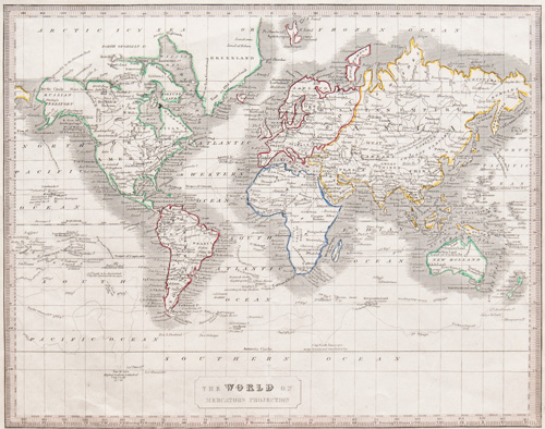 The World on Mercators Projection 1848